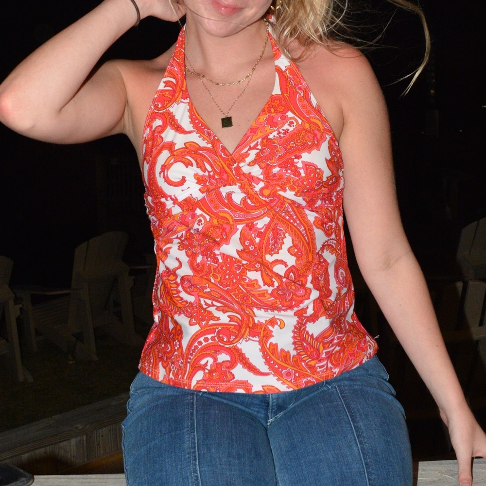 Y2K VINTAGE ORANGE HALTER